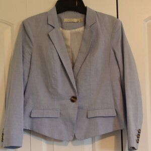 Costa Blanca Lightweight Lined Single Button Blue Blazer 100% Cotton Large